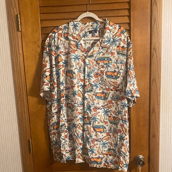 George Floral Print Shirt - Blue and Orange - Picture 1 of 5